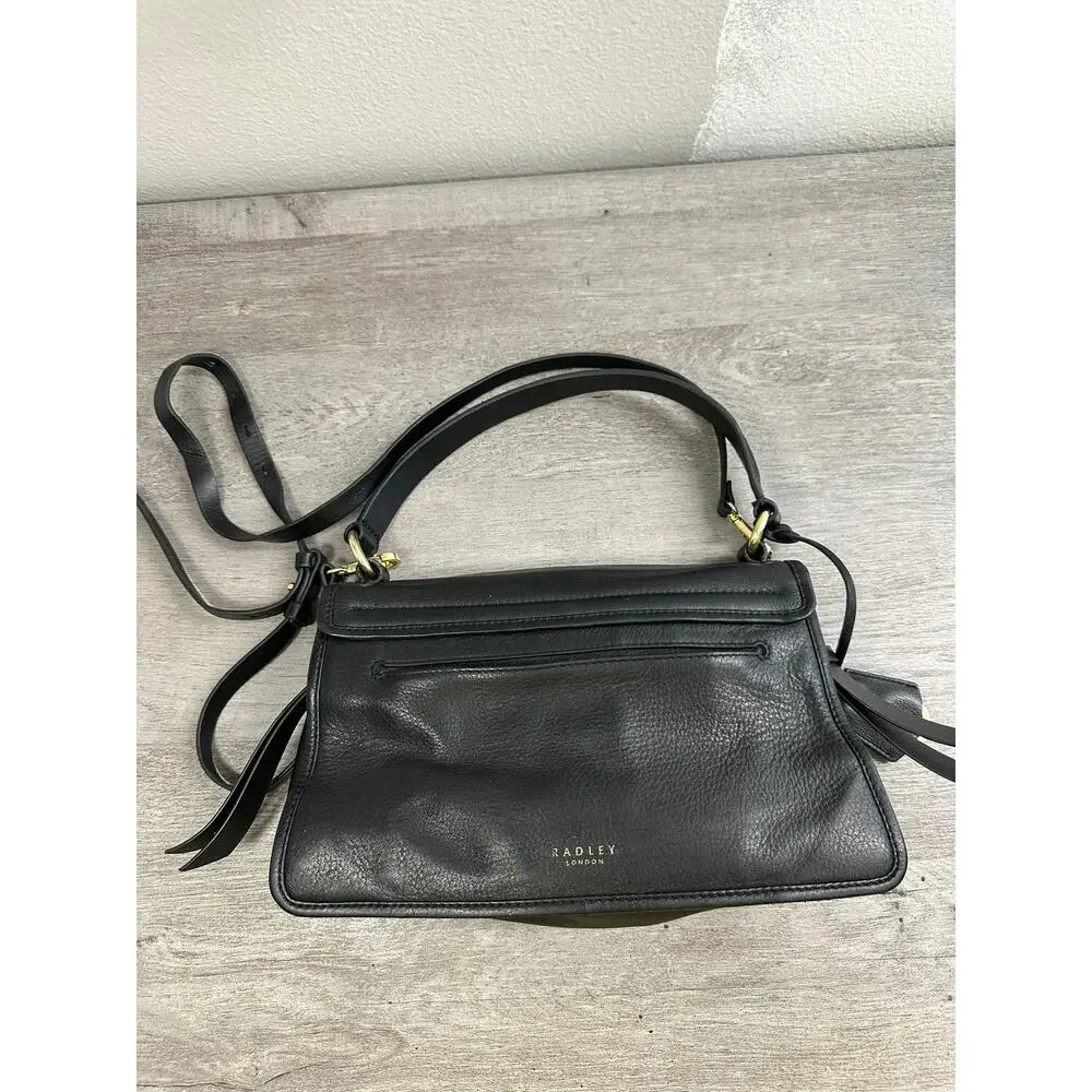 Radley London Cording Street Medium Grab Satchel Bag Purse Black Leather